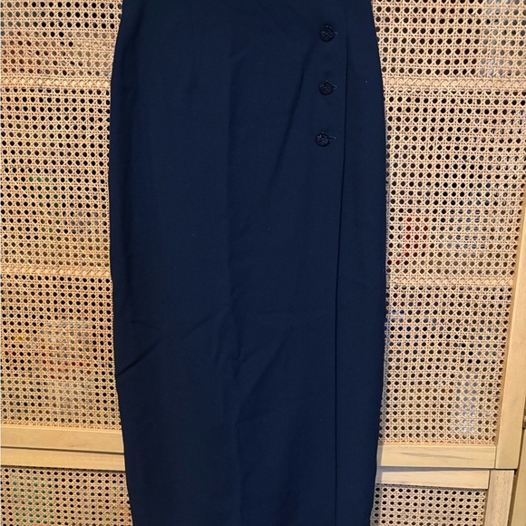 RALPH LAUREN MAXI SKIRT Womens 4 Navy Wool Blend Nautical Preppy Staple Nice - Picture 1 of 4